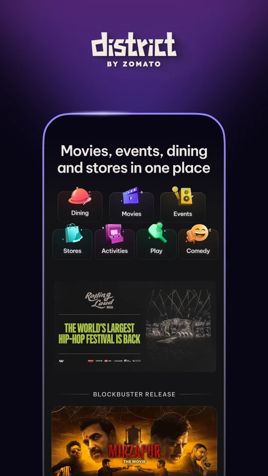 District: Movies Events Dining screenshot